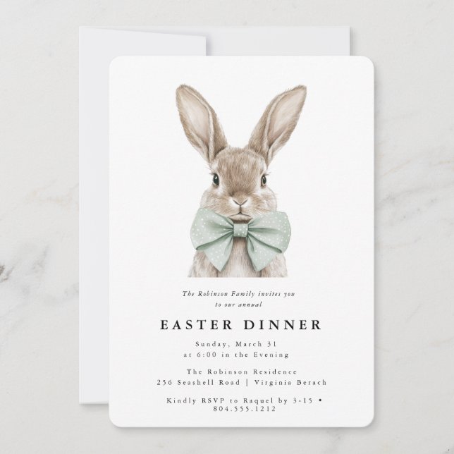 Modern Watercolor Easter Dinner  Invitation  (Front)