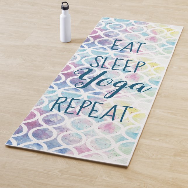 Modern watercolor eat sleep yoga repeat mat (In Situ)