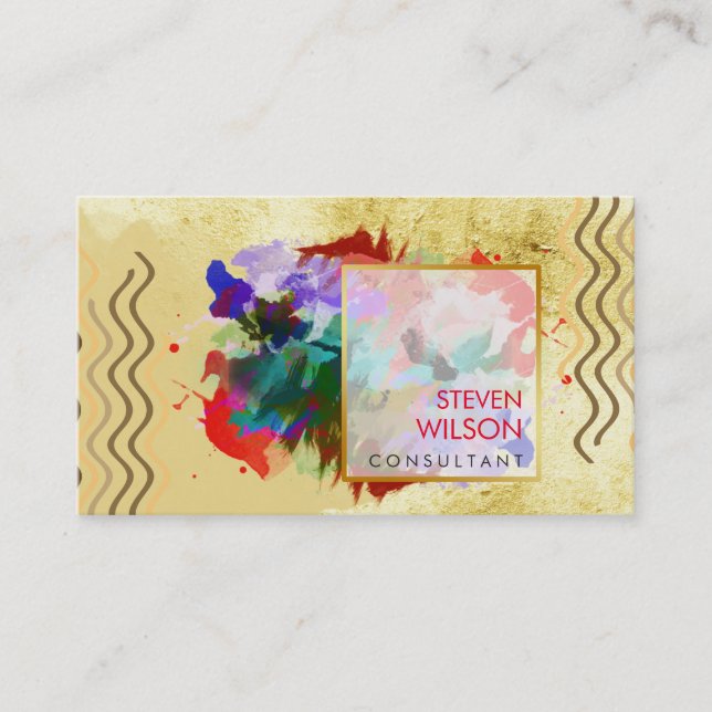 Modern Watercolor Elegant Artist Professional Business Card (Front)