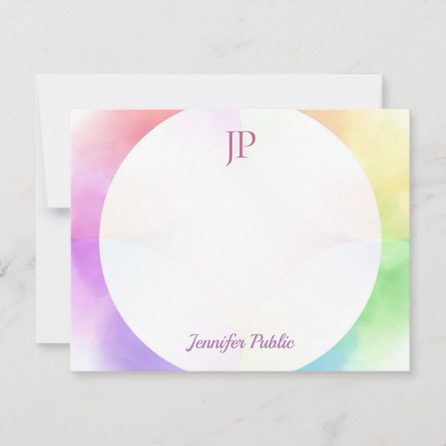 Modern Watercolor Elegant Template Script Monogram (Front)