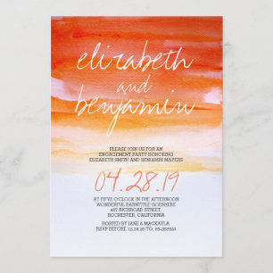 Modern watercolor engagement party invitations