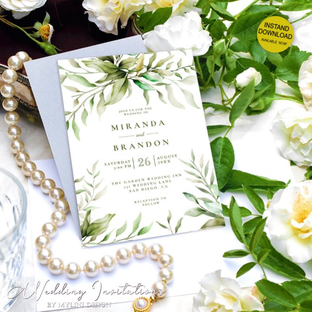 Modern Watercolor Eucalyptus Foliage Wedding Invitation (Creator Uploaded)