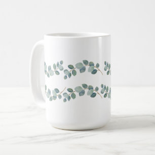 Modern Watercolor Eucalyptus Green Pattern Coffee Mug