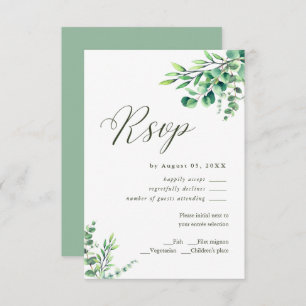 Modern Watercolor Eucalyptus Greenery Wedding RSVP