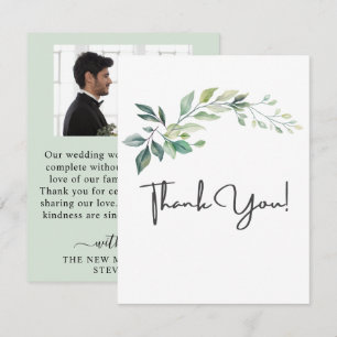 Modern Watercolor Eucalyptus Leaves Greenery Thank You Card