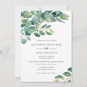Modern Watercolor Eucalyptus Wedding Invitation