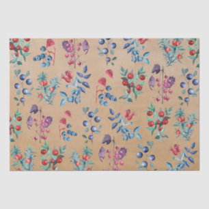Modern Watercolor Festive Winter Berries Kraft Tissue Paper