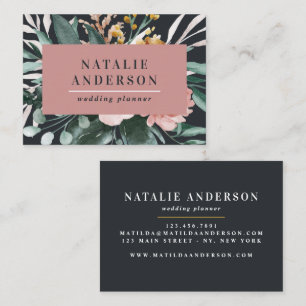 Modern watercolor floral and foliage elegant business card