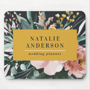 Modern watercolor floral and foliage elegant mouse pad