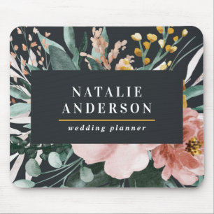 Modern watercolor floral and foliage elegant mouse pad