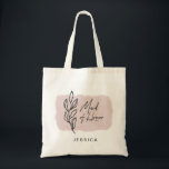 Modern watercolor floral blush maid of honour tote bag<br><div class="desc">Modern watercolor illustration featuring brush stroke and simple florals combined with elegant handwritten script "maid of honour" for perfect wedding favour gift. Monogram is in sans serif font and is easily personalised.</div>