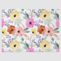 Modern Watercolor Floral Botanical Flowers Throw