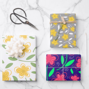 Modern Watercolor Floral Botanical Flowers  Wrapping Paper Sheet