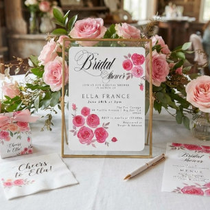 Modern Watercolor Floral Bridal Shower Invitation