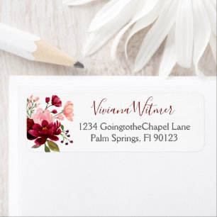 Modern Watercolor Floral Burgundy Pink