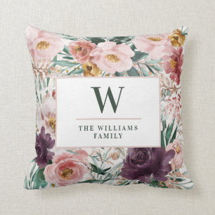 Modern watercolor floral elegant family cushion