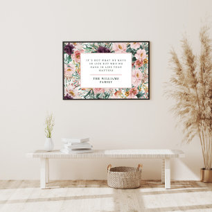 Modern watercolor floral elegant family quote poster