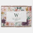 Modern watercolor floral elegant monogram pink
