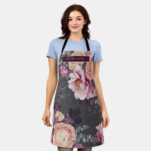 Modern watercolor floral elegant personalised apron
