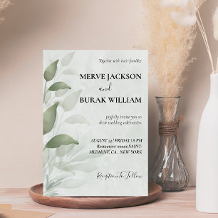 Modern watercolor floral eucalyptus wedding invitation