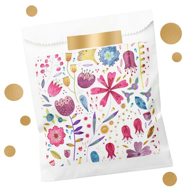 Modern Watercolor Floral Favour Bag (Watercolor floral pattern modern paper favor bags)