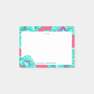 Modern Watercolor Floral Fuchsia Personalised  Post-it Notes