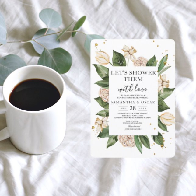 Modern Watercolor Floral Green & Yellow Frame Invitation (Creator Uploaded)