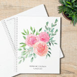 Modern Watercolor Floral Greenery  Planner<br><div class="desc">This floral planner is decorated with a watercolor bouquet of roses and foliage in shades of pink, coral, and green. Easily customisable. Use the Design Tool to change the text size, style, or colour. As we create our artwork you won't find this exact image from other designers. Original Watercolor ©...</div>