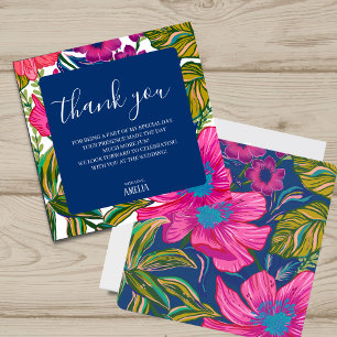 Modern Watercolor floral hot pink bridal shower Thank You Card