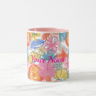 Modern Watercolor Floral Pattern Mug