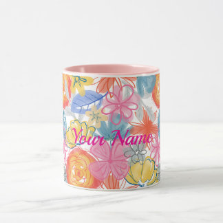 Modern Watercolor Floral Pattern Mug