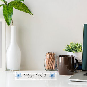 Modern Watercolor Floral Personalised Nameplate