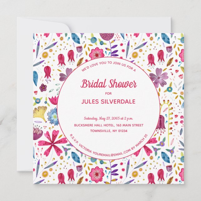 Modern Watercolor Floral Pink Purple Invitation (Front)