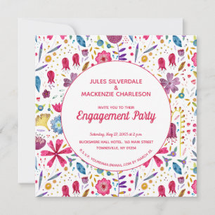Modern Watercolor Floral Pink Purple Invitation