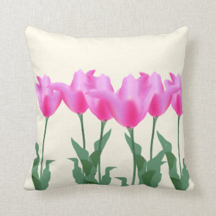 Modern Watercolor floral pink tulips flower spring Cushion
