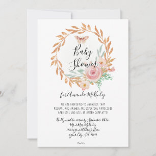 Modern Watercolor Floral Rose Gold Shower by Mail Invitation