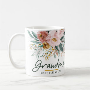 Modern watercolor floral script elegant grandma coffee mug