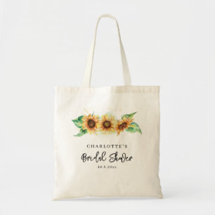Modern Watercolor Floral Sunflower Bridal Shower Tote Bag