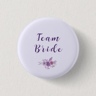 Modern Watercolor Floral Team Bride Bridal Shower  3 Cm Round Badge