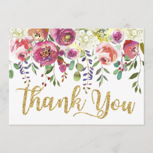 Modern Watercolor Floral Thank You Card