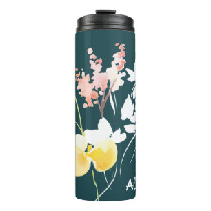 Modern Watercolor Floral Thermal Tumbler
