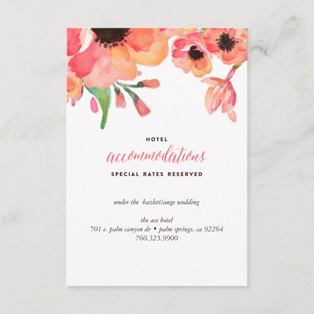 MODERN WATERCOLOR FLORAL wedding enclosure card (Front)