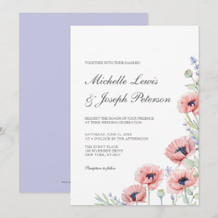 Modern Watercolor Floral Wedding Invitation Cards