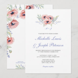 Modern Watercolor Floral Wedding Invitation Cards