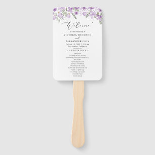 Modern Watercolor Floral Wedding Program Hand Fan