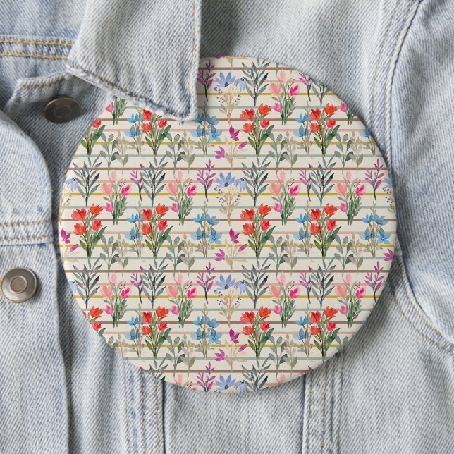 Modern Watercolor Flower Pattern 6 Cm Round Badge (In Situ)