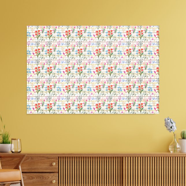  Modern Watercolor Flower Pattern Canvas Print (Insitu(LivingRoom))
