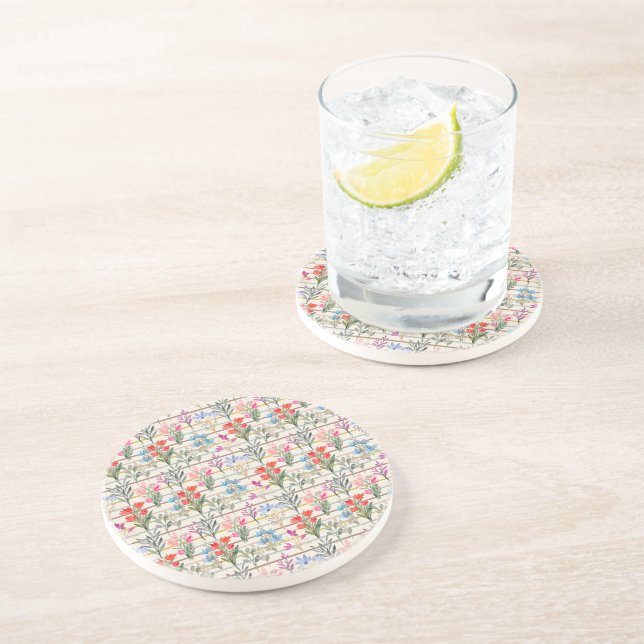 Modern Watercolor Flower Pattern Coaster (Side)