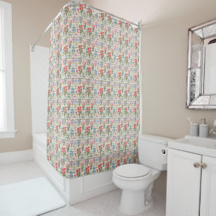 Modern Watercolor Flower Pattern Shower Curtain