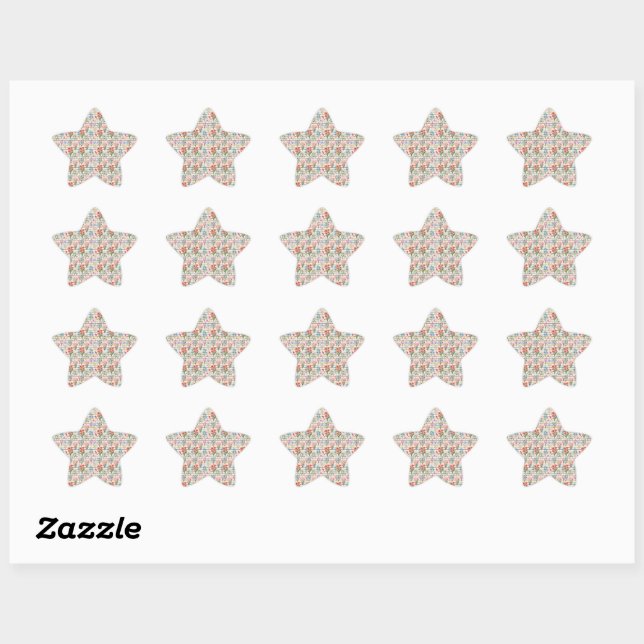 Modern Watercolor Flower Pattern Star Sticker (Sheet)